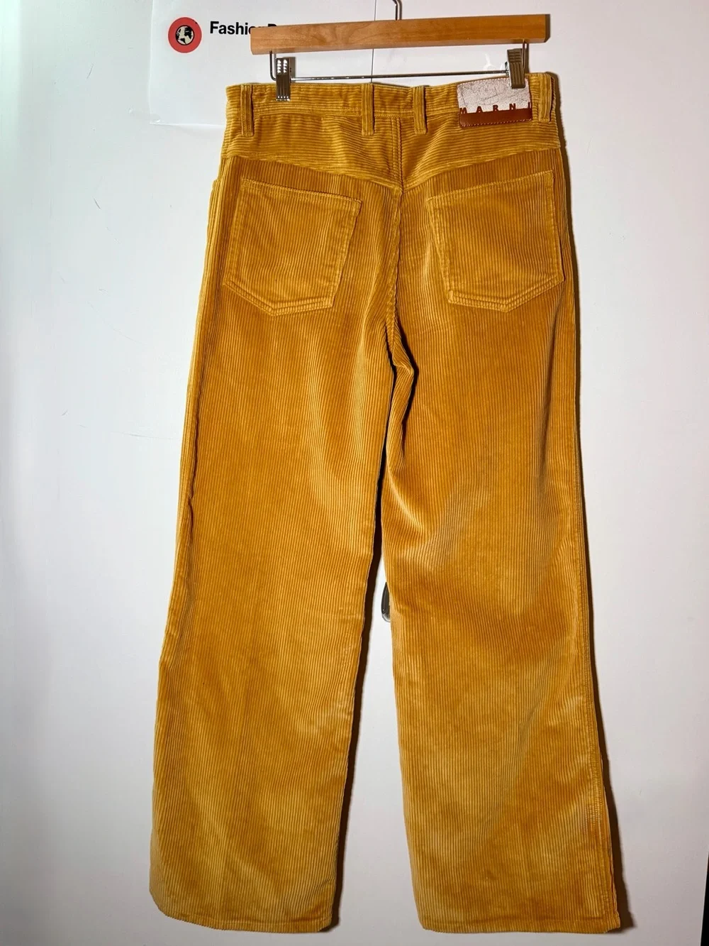 Marni Beige Corduroy Wide-Leg Pants Flat Front Pockets flared leg trousers S 46